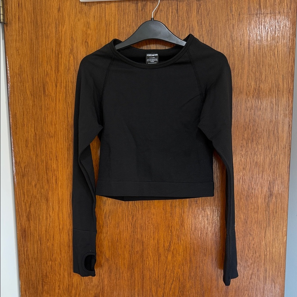 PINK Victoria's Secret Black Long Sleeve Bodysuit